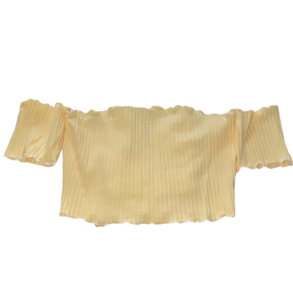 Forever 21 yellow off the shoulder ribbed crop top